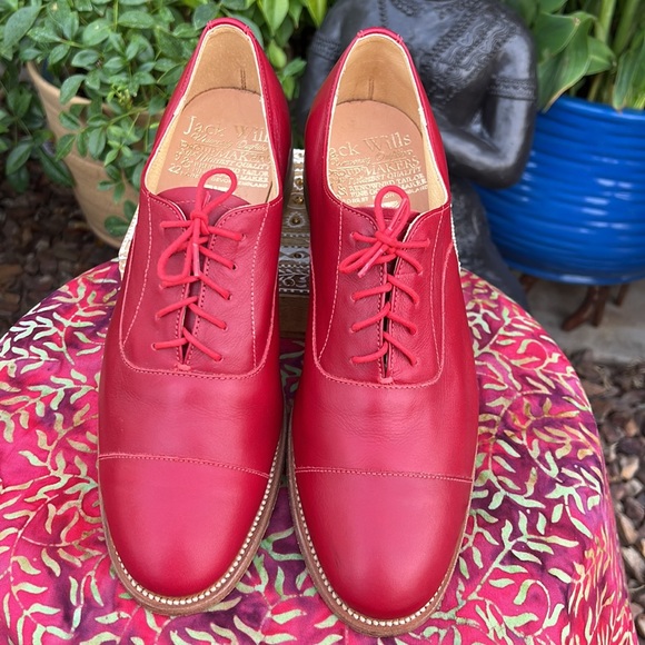 🏴󠁧󠁢󠁥󠁮󠁧󠁿 Jack Wills Made in England Red Leather Oxfords UK 6 - Picture 4 of 17